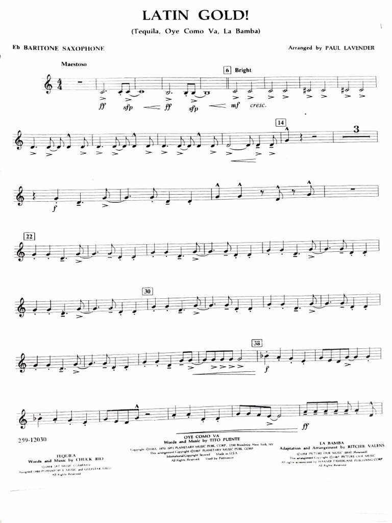 Latin Gold Eb Baritone Saxophone | PDF | Popular Music