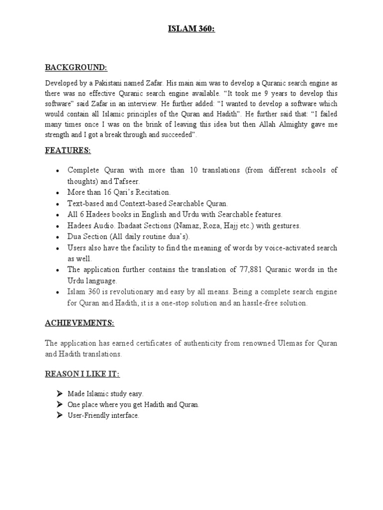 Islam 360: Comprehensive Quran App | PDF