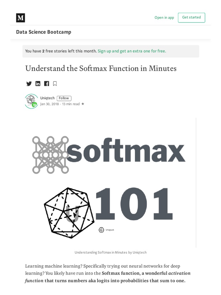 Understand the softmax function in minutes data science bootcamp pdf