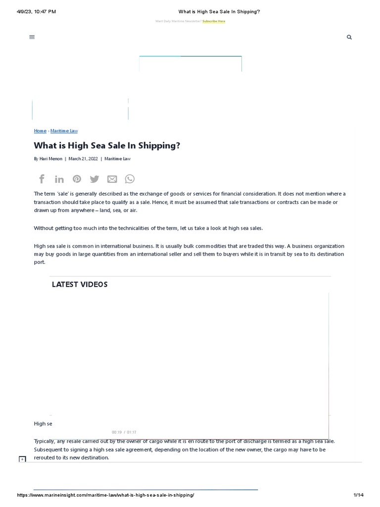 What Is High Sea Sale in Shipping? Latest Videos PDF Letter Of