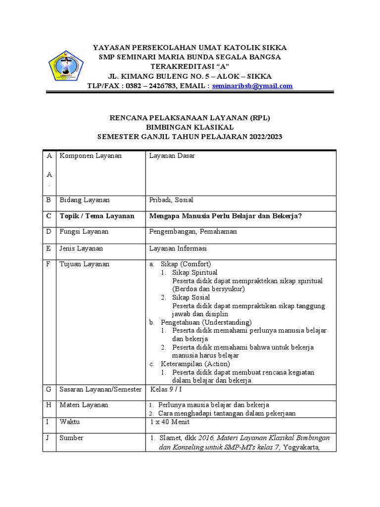 RPL KLS Ix New 2022-202 | PDF