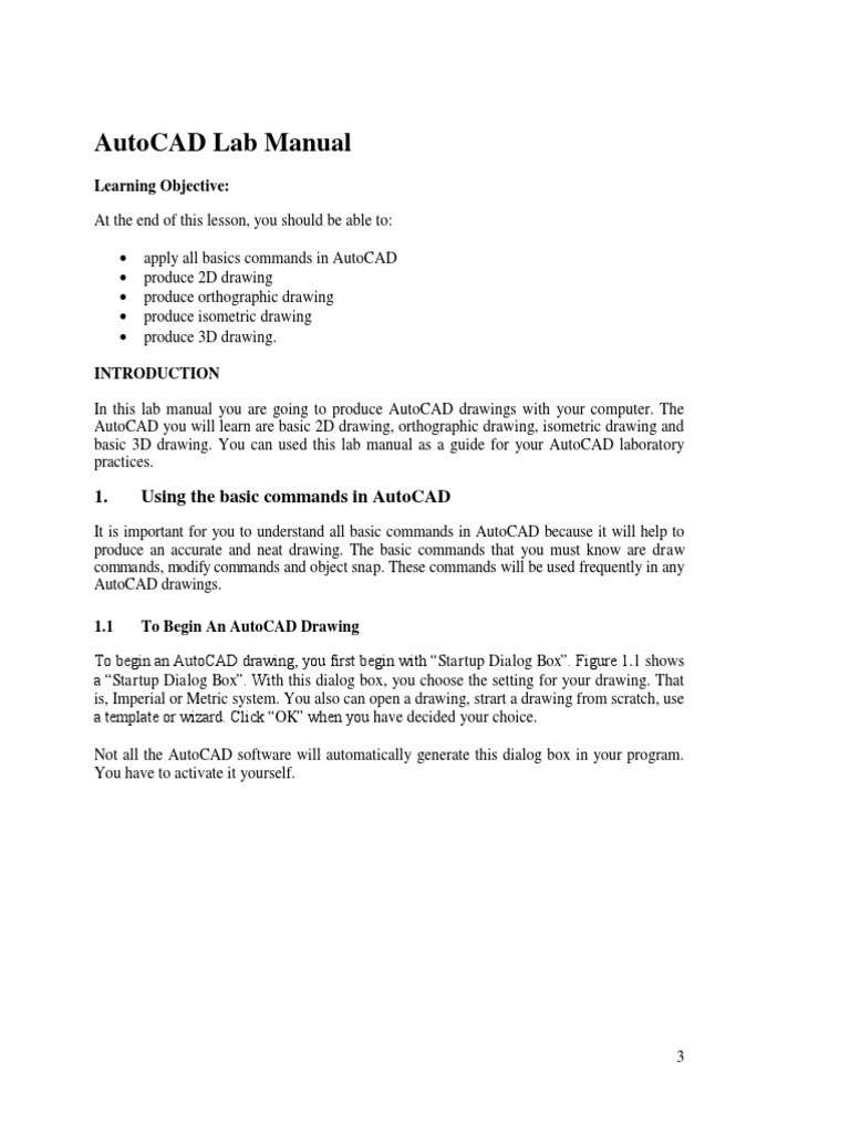 AutoCAD Lab Manual PDF Computer File 3 D Computer Graphics