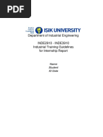 Department of Industrial Engineering INDE2910 - INDE3910 Industrial Training Guidelines For Internship Report