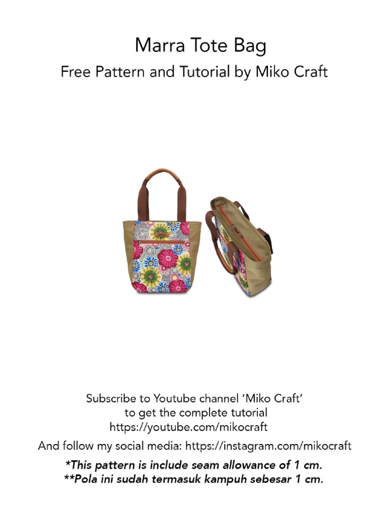 Marra Tote Bag Free Pattern And Tutorial By Miko Craft Pdf