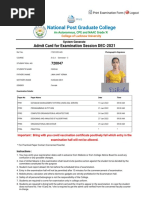 National Post Graduate College: Admit Card For Examination Session DEC-2021