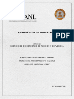 Resistencia de Materiales: Ejercicios de Esfuerzo de Flexion Y Deflexion