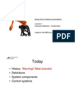 MANUFACTURING EQUIPMENT: Lecture 1 Industrial Robotics - Introduction
