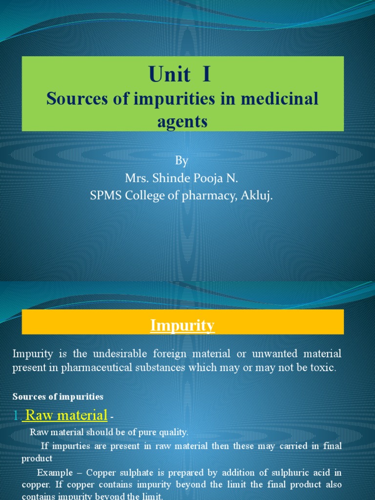 Sources of Impurities in Pharmaceuticals | PDF