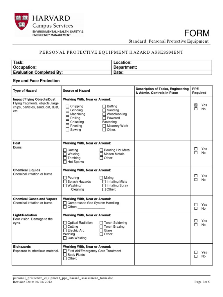 Personal Protective Equipment Hazard Assessment PDF Personal Protective Equipment Welding