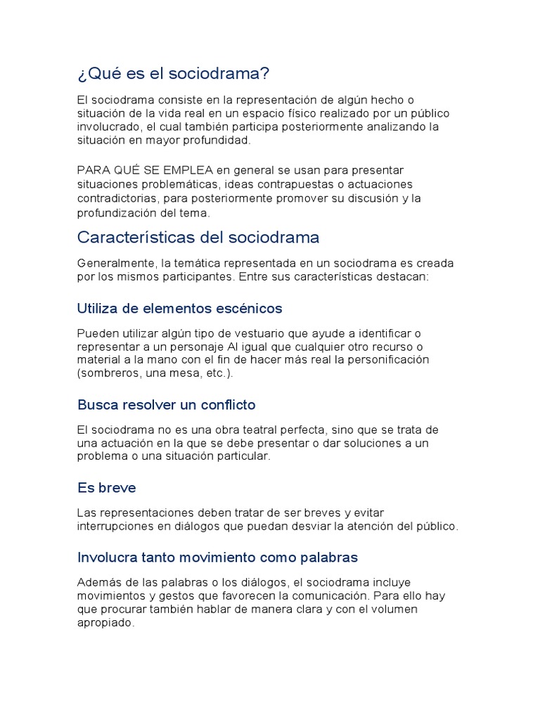 Qué Es El Sociodrama | PDF | Comunicación | Cognición