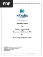 Tender Document FOR Supply & Commissioning of Dispensing Unit Built in With VRS For Nayara Energy Limited Retail Outlets