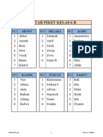 Daftar Piket Kelas 6 B: Senin Rabu