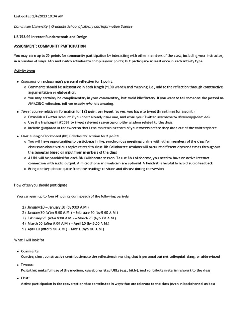 Community Participation Assignment Guide | PDF | Twitter | Hashtag