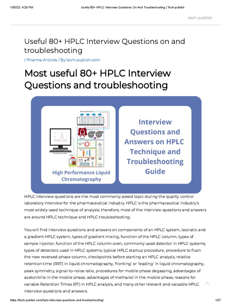 Useful 80+ HPLC Interview Questions On and Troubleshooting Tech