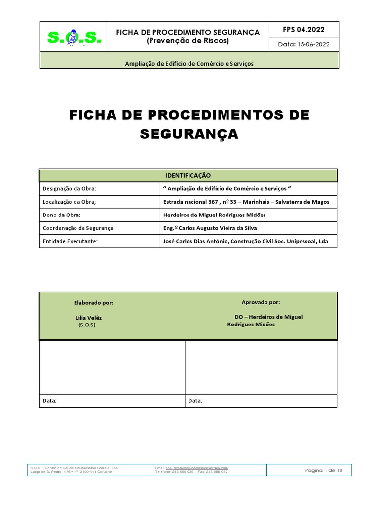 Ficha de Procedimentos de Segurança | PDF