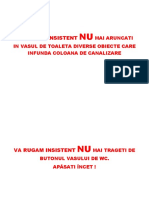 Va Rugam Insistent: Mai Aruncati in Vasul de Toaleta Diverse Obiecte Care Infunda Coloana de Canalizare