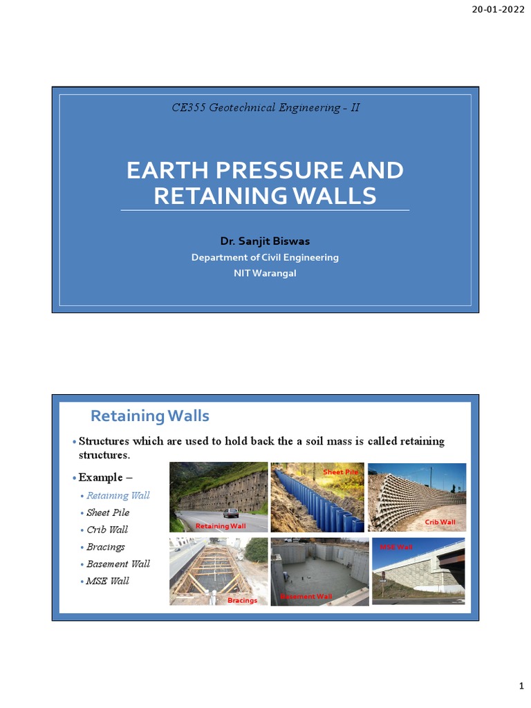 GTE-2 (CE355) - Earth Pressure and Retaining Walls | PDF | Physics ...