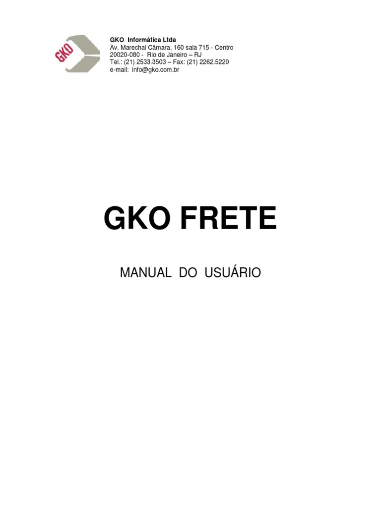 Manual do Usuário: GKO Frete | PDF | Informação | Recibo
