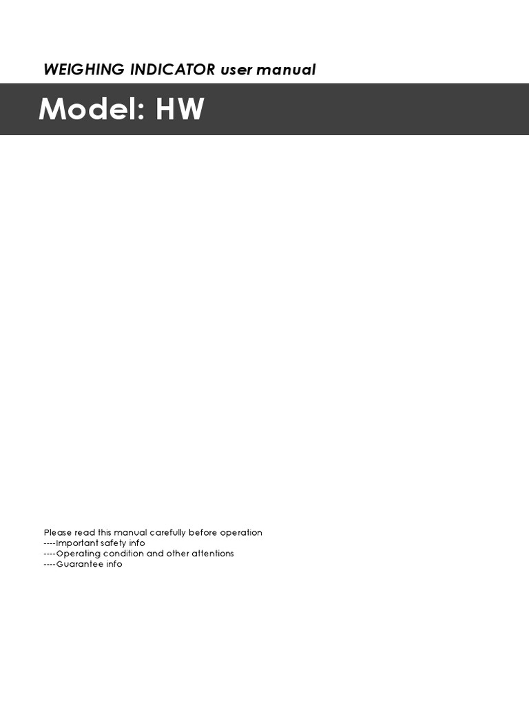 HW Weighing Indicator User Manual | PDF | Calibration | Backlight