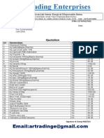 Quotation: Deals in Medican, Lab Items Surgical Disposable Items