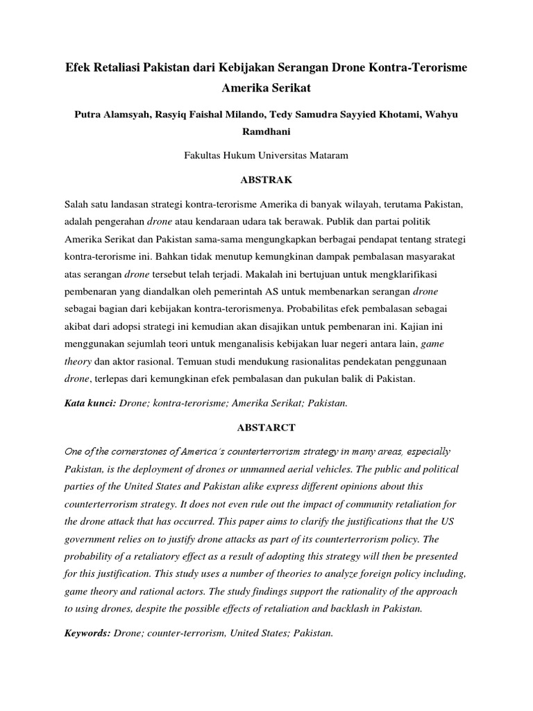 Retaliasi Pakistan atas Serangan Drone AS | PDF