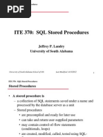 ITE 370: SQL Stored Procedures: Jeffrey P. Landry University of South Alabama