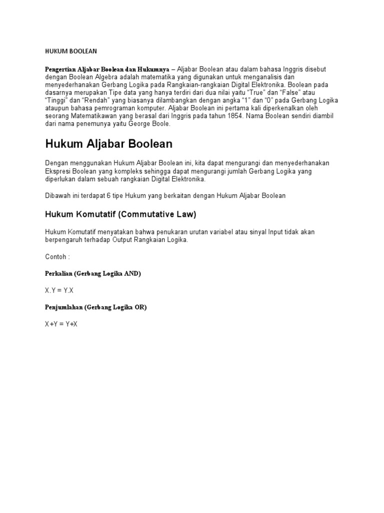 Hukum Boolean | PDF | Sains & Matematika | Komputer
