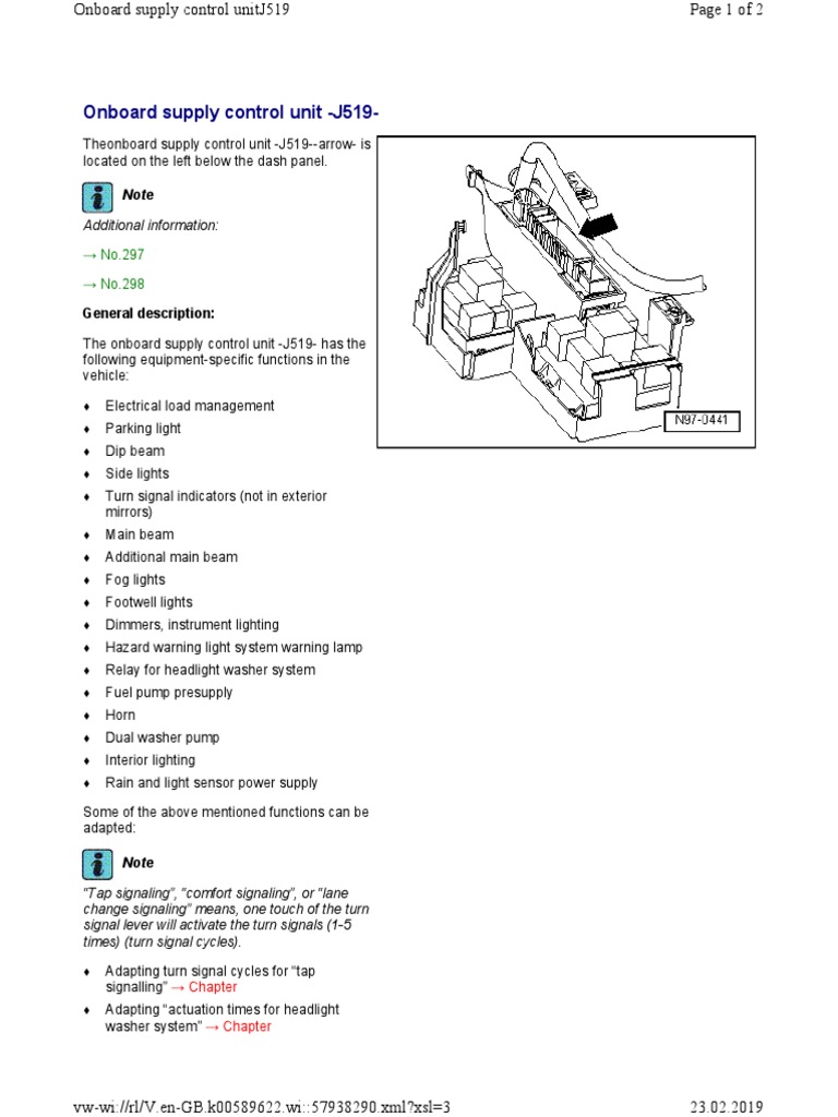 Onboard Supply Control Unit J519 Additional Information PDF