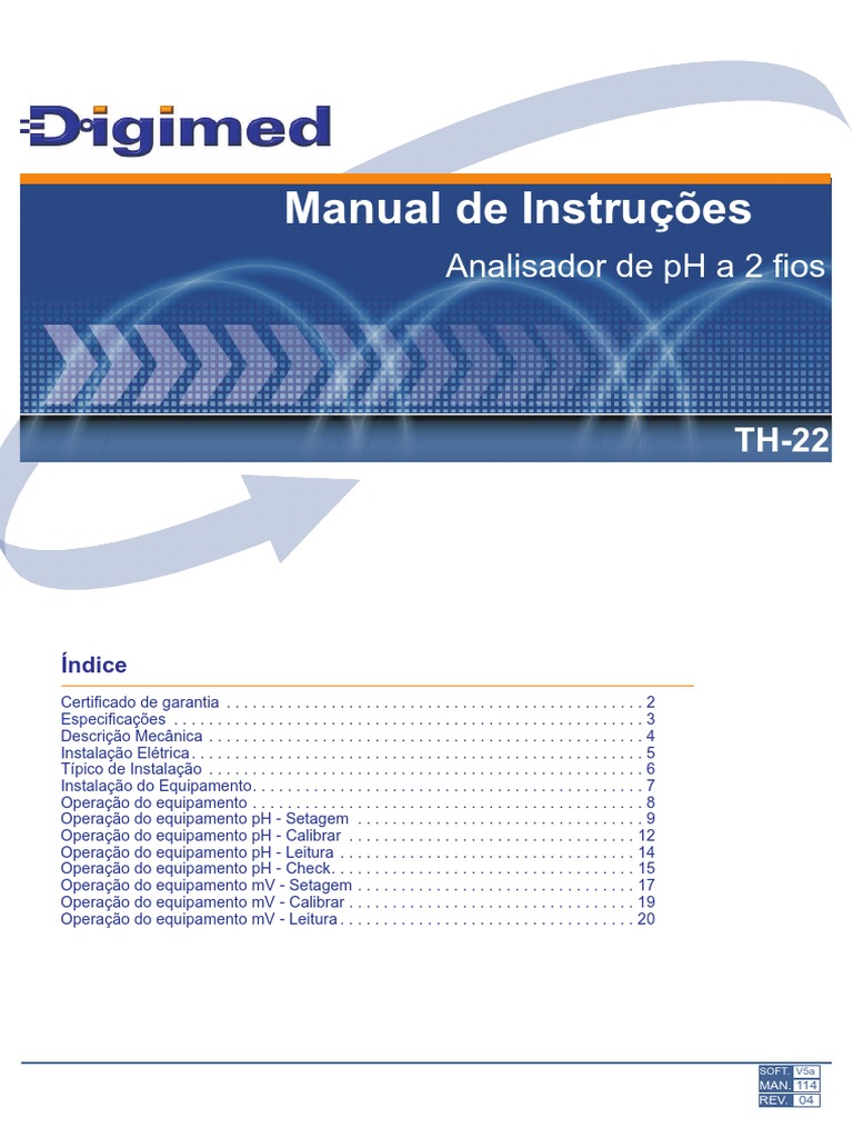 Manual do Analisador de pH TH-22 | PDF | Eletricidade | Solução-tampão