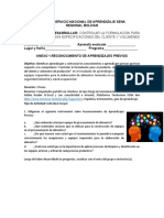 Objetivo: Identificar Aprendizajes y Contrastar Los Conocimientos o Aprendizajes Previos Que Trae