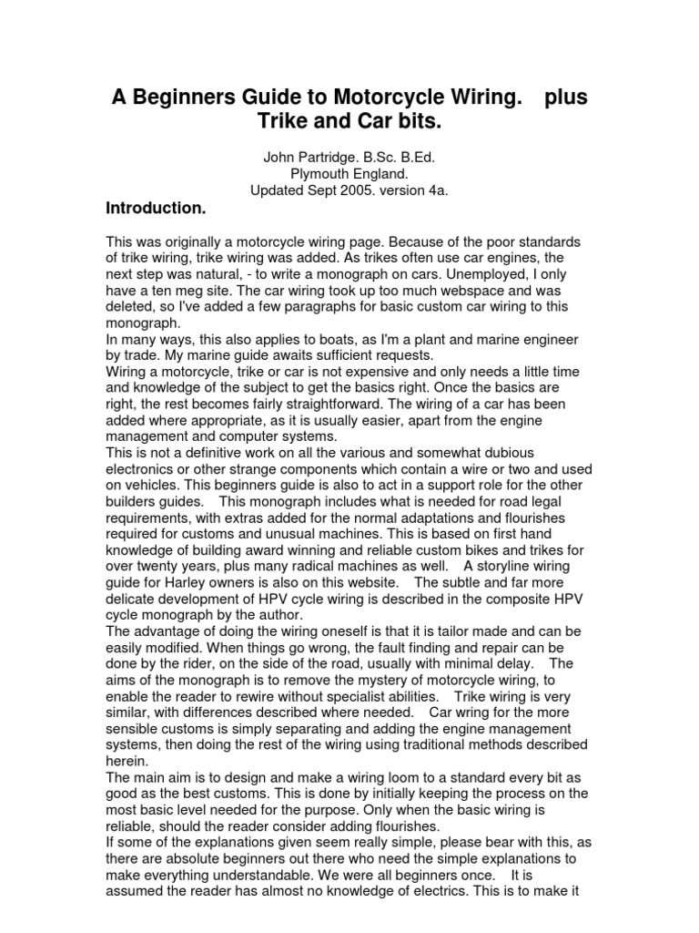 A Beginners Guide To Motorcycle Wiring | PDF | Switch | Alternating Current