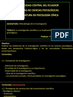 La Investigación Científica y Su Implicación en Las Ciencias Psicológicas Prof. Munster H.