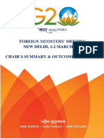 Foreign Ministers' Meeting New Delhi, 1-2 March 2023 Chair'S Summary & Outcome Document