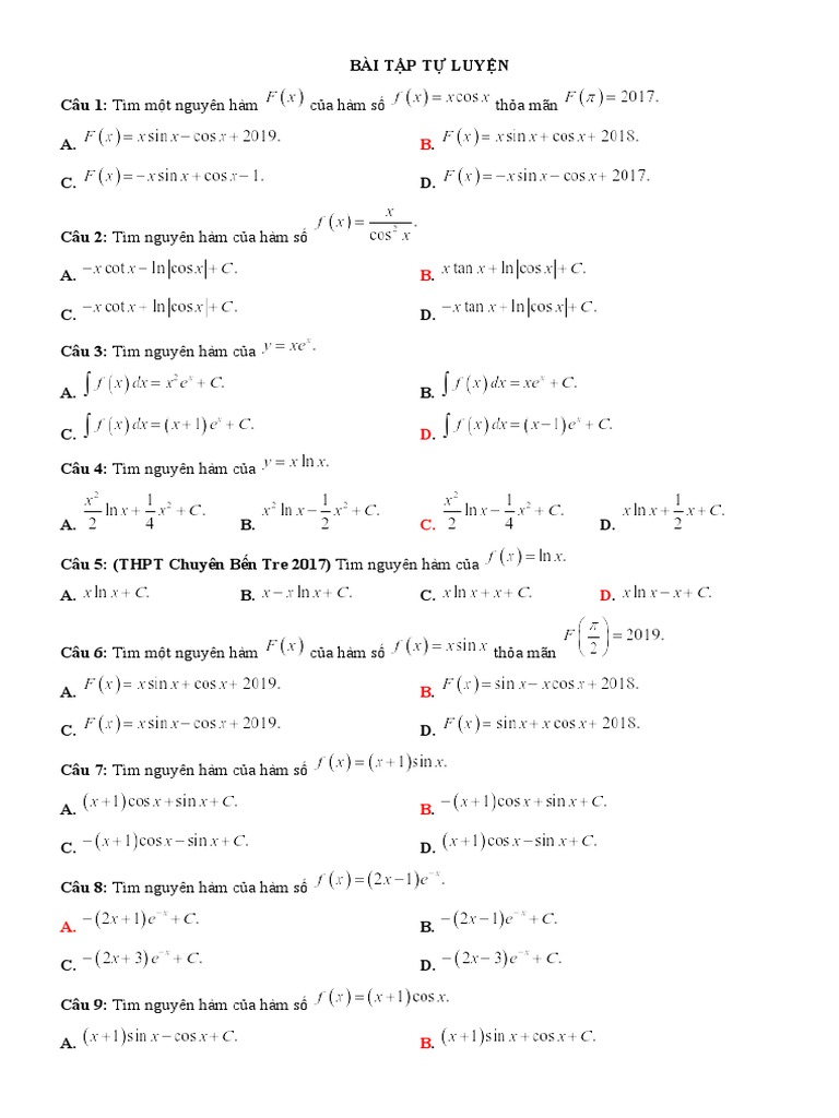 C3-GT - pp nguyen hàm từng phần | PDF