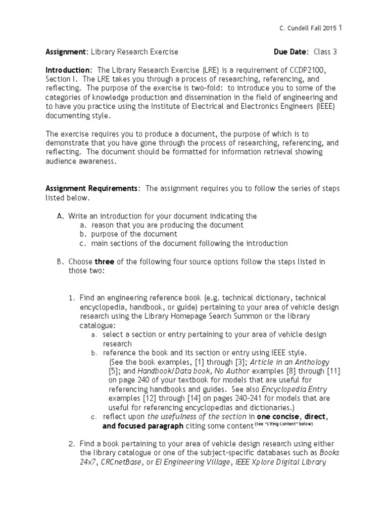 Library Research Exercise | PDF