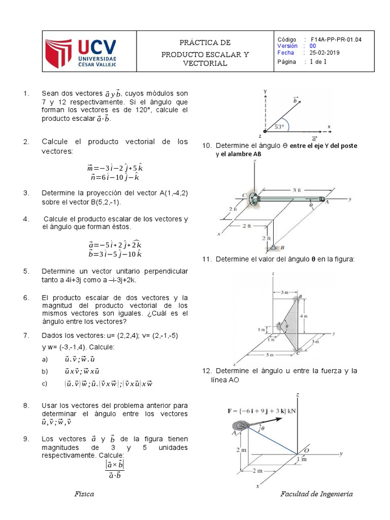 S03. Práctica - de - Producto - Escalar - y - Vectorial | PDF | Vector ...