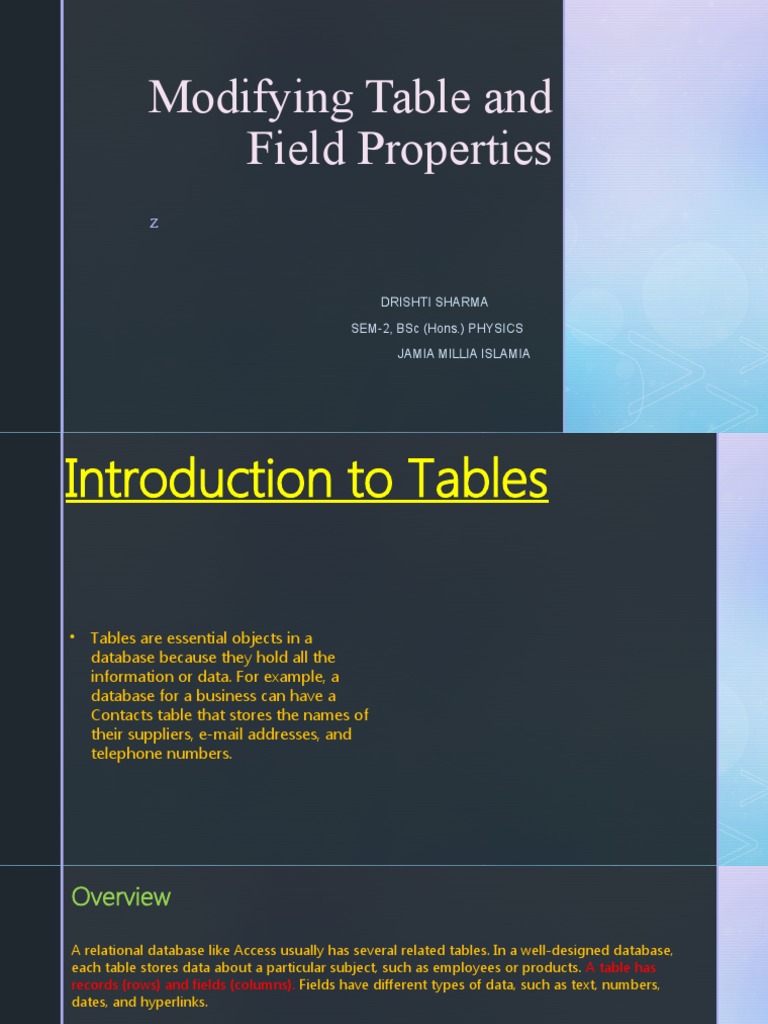 Modifying Database Table Properties | PDF | Table (Database) | Databases