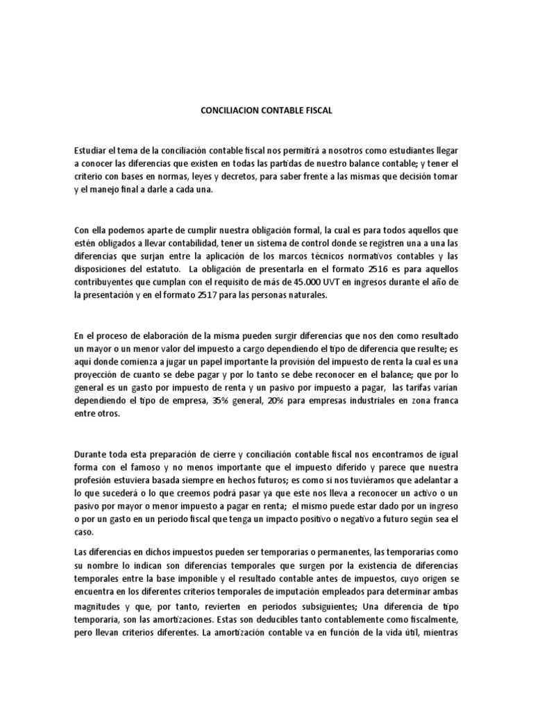 Conciliacion Contable Fiscal | PDF