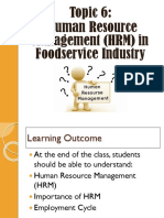 Topic 6 - HRM in Food Service Industry