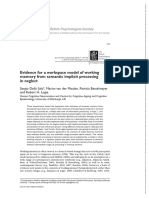 Evidence For A Workspace Model of Working Memory From Semantic Implicit Processing in Neglect