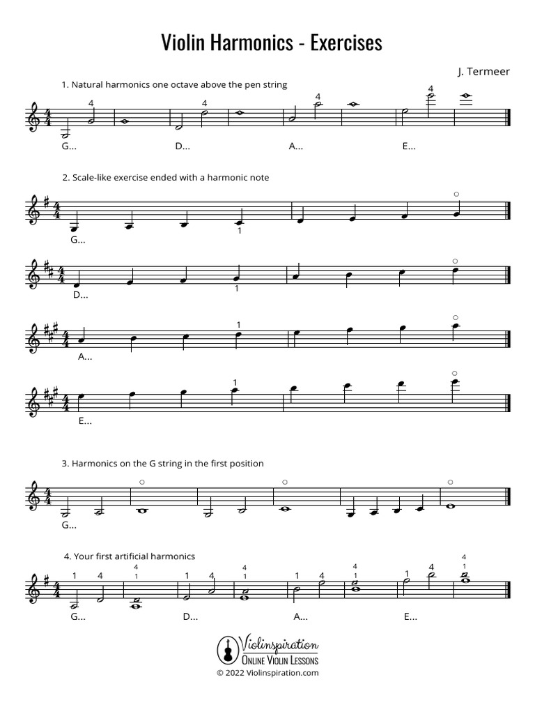 Violin Harmonics Exercises PDF