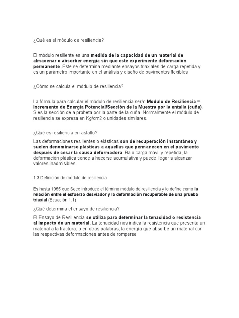 Definición y cálculo del módulo de resiliencia | PDF | Ciencia y ...