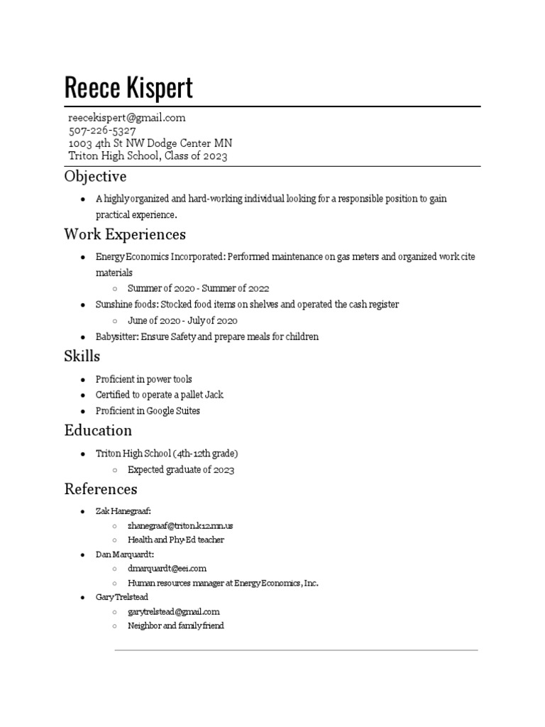 Kispert Reece - Resume2023 1 | PDF