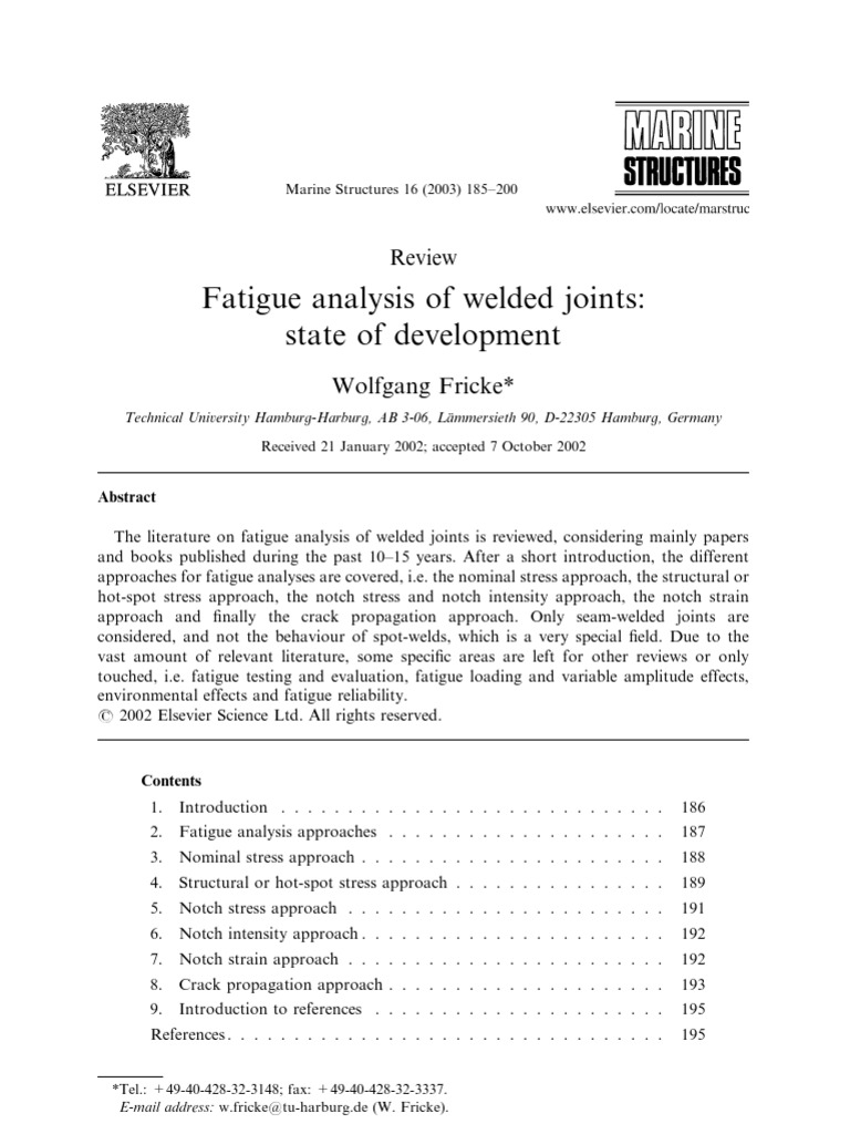 Fatigue Analysis of Welded Joints | PDF | Fracture Mechanics | Fatigue ...