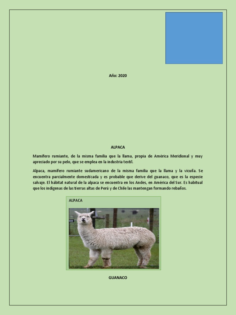 S] [DOCUMENTO 1]: Alpaca [DOCUMENTO 2]: Guanaco [DOCUMENTO 3]: Vicuña ...
