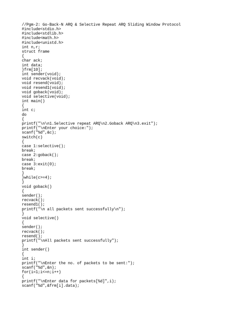 Go-Back-N and Selective Repeat ARQ | PDF