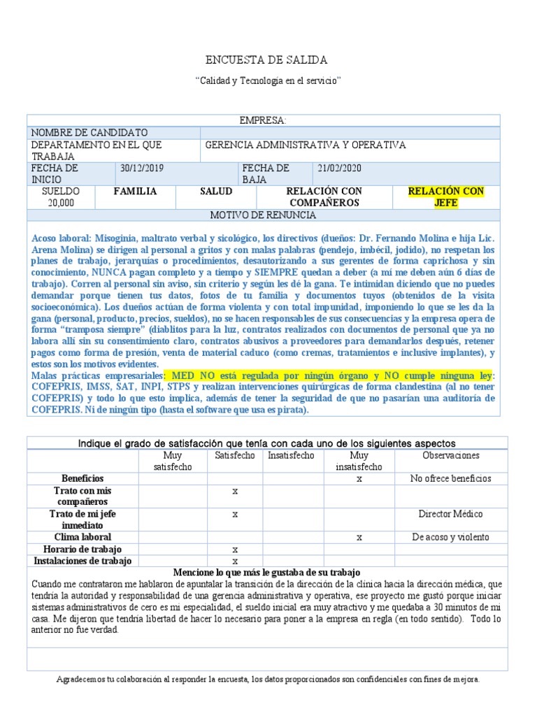 Encuesta de Salida 4 PDF
