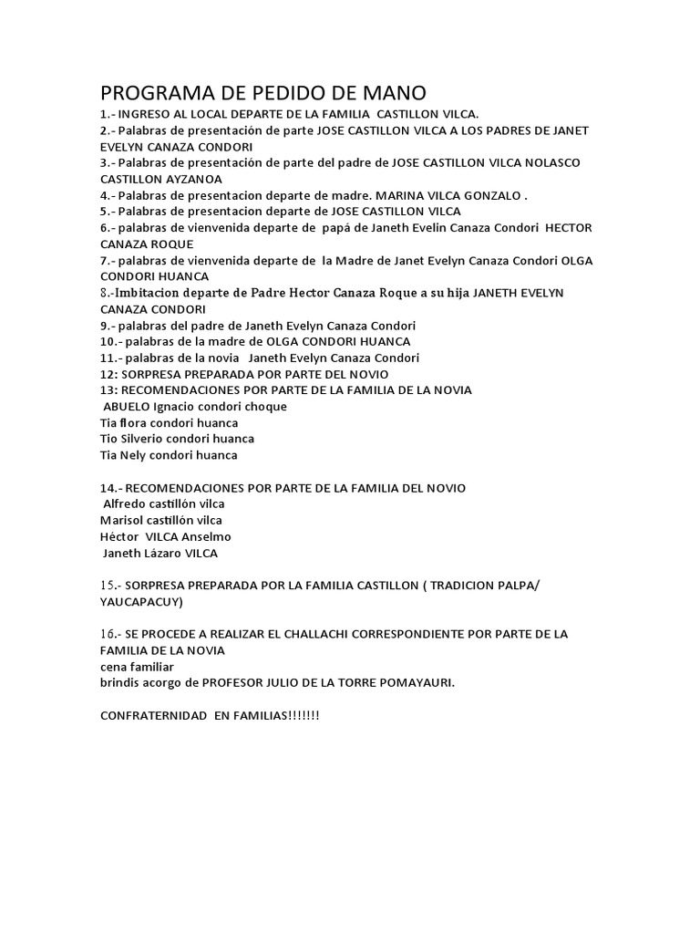 Programa de Pedido de Mano | PDF