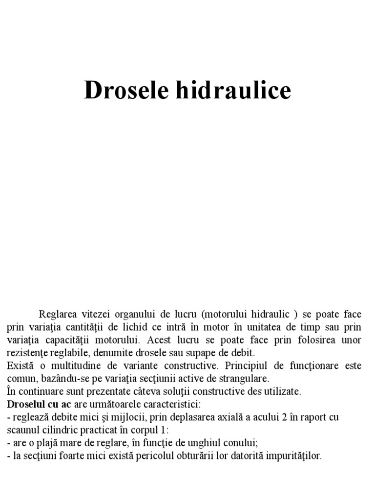 Drosele Hidraulice Hidraulice | PDF