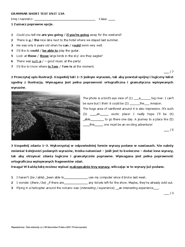 Unit 13 Short Test Grammar A&B | PDF